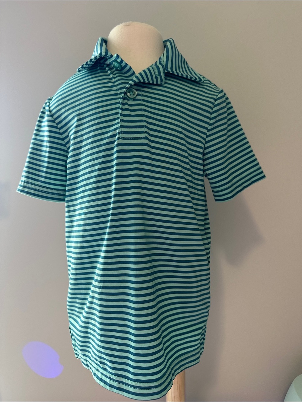 Class Club Teal and Navy Striped Polo